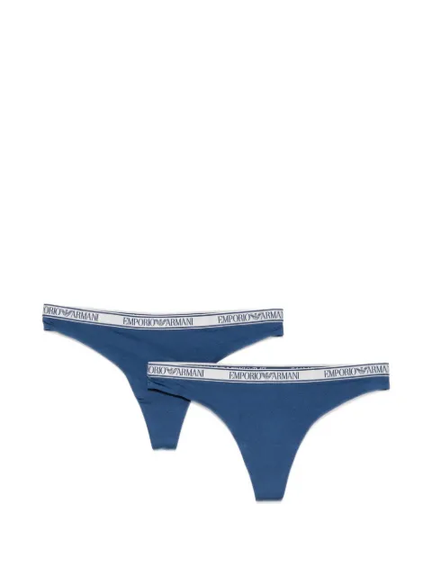 Emporio Armani logo-waistband thongs (set of two) Blue EW000402AF19028