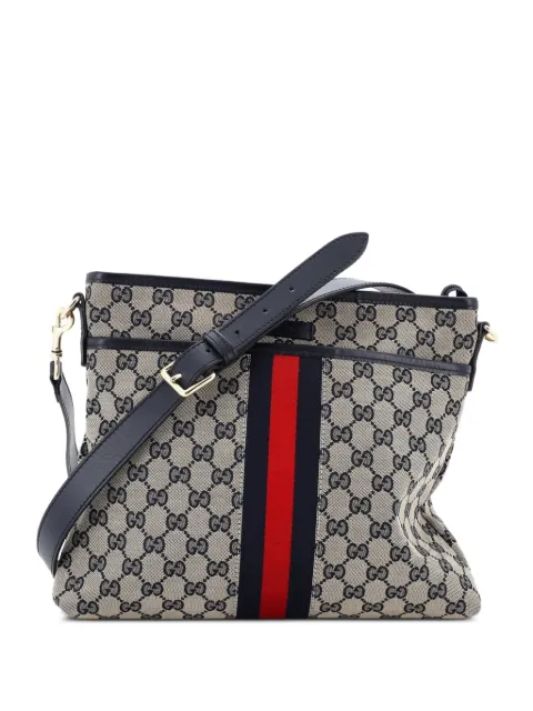 Gucci Pre-Owned Front Pocket Web Messenger GG Canvas Small crossbody bag Blue YOHQL4XEC8ULSAV1