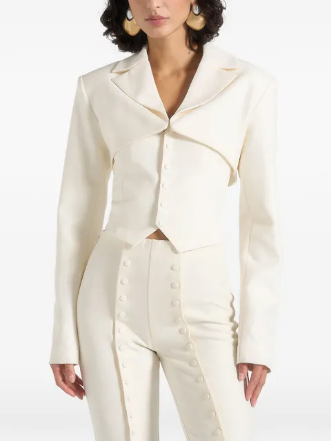 Manière De Voir Lise cropped tailored blazer & button detail bandeau Neutrals WMN3973