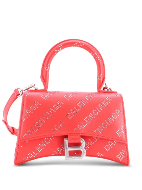 Balenciaga Pre-Owned Hourglass Top Handle Bag Leather with Allover Logo Crystals XS satchel Red 2KXK7Z64ZUMQSPWA
