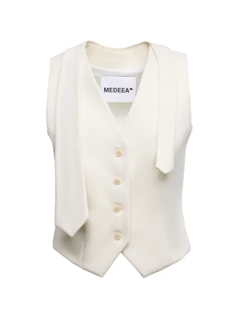 MEDEEA detachable-tie waistcoat top White WVWHTIE