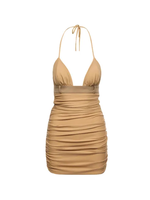 MEDEEA ruched halterneck mini dress Neutrals WDBGSH