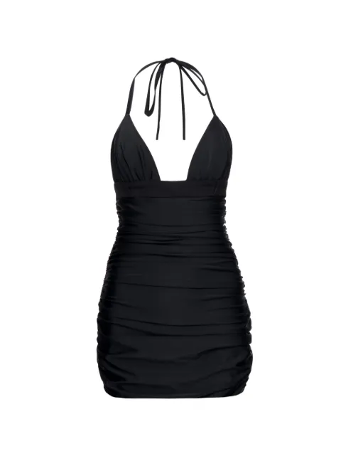 MEDEEA ruched halterneck mini dress Black WDBKSH
