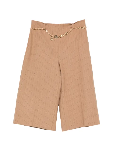 Maje pinstripe-pattern chain-belt shorts Brown MFPSH00797
