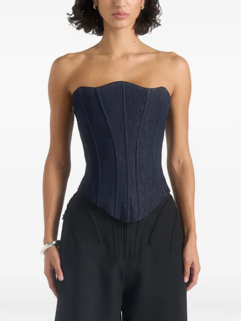 Manière De Voir Scarlett denim lace up corset Blue WMN44433