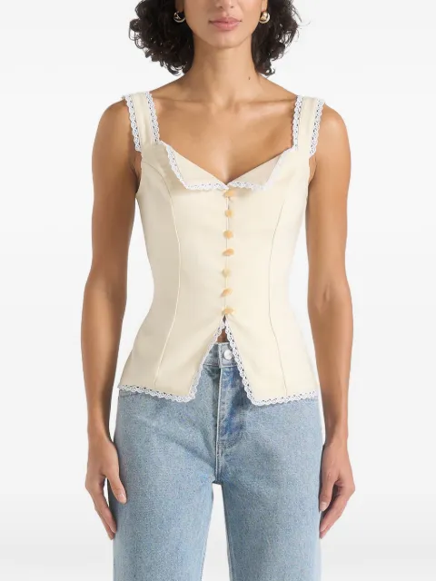 Manière De Voir Delia linen lace trim corset cami top Neutrals WMN4528