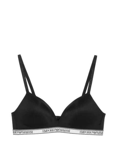 Emporio Armani logo-tape triangle bra Black EW000442AF19028