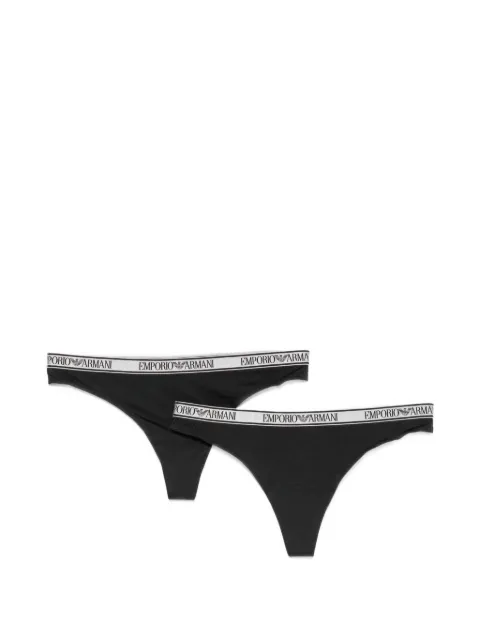 Emporio Armani logo-waistband thongs (set of two) Black EW000402AF19028