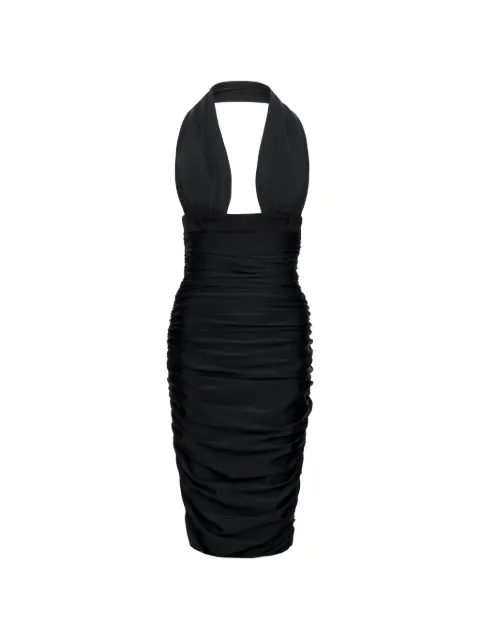 MEDEEA ruched halterneck midi dress Black WDBKMID