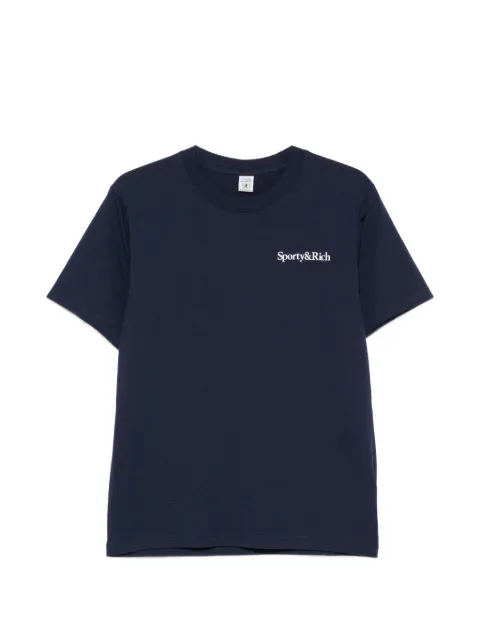 Sporty & Rich Play Tennis logo-print slogan-print T-shirt Blue TO119715300BL