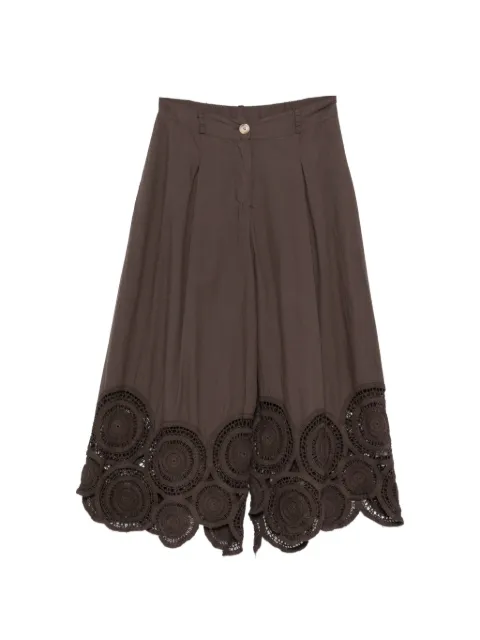 VICOLO crochet-trim pleated trousers Brown TAB0753