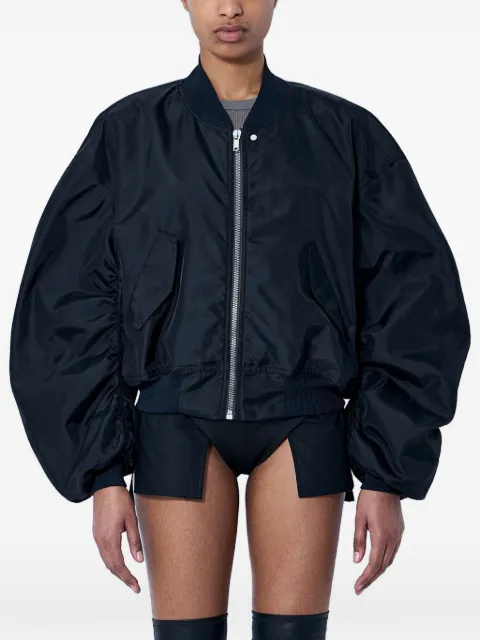 Rick Owens Jumbo Flight ruched-sleeve oversized bomber jacket Black RO01F6744NCVKP1090