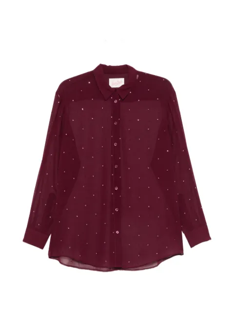 MC2 Saint Barth Brigitte rhinestone-embellished semi-sheer shirt Red BRIG001