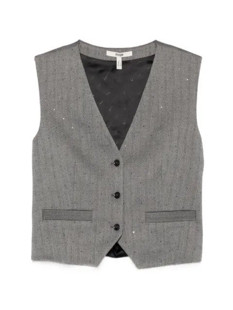 Maje striped buttoned waistcoat Grey MFPTO01407