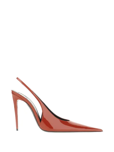 Saint Laurent Guermantes patent-leather slingback pumps Orange 867184AAD60