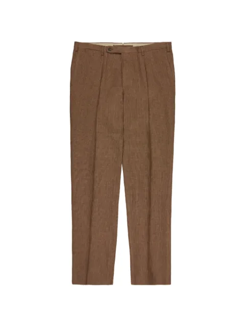 Incotex micro houndstooth linen trousers Brown 1T000370020