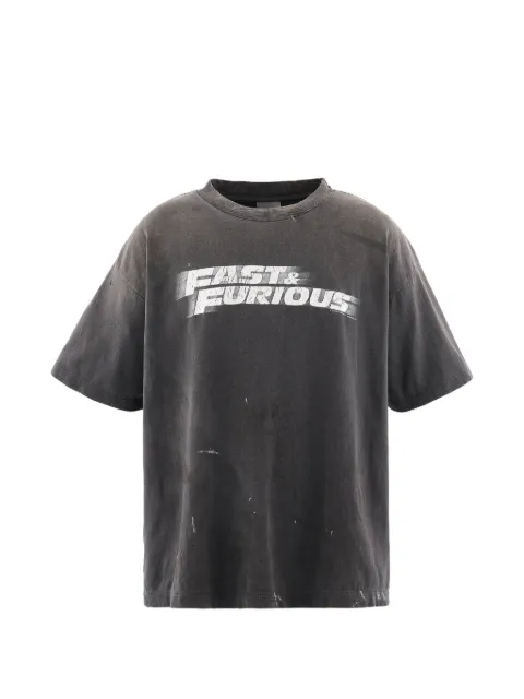 SAINT MXXXXXX distressed-effect logo-print t-shirt Grey SMMK80000C06BLK