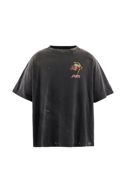 SAINT MXXXXXX graphic-print distressed t-shirt Black SMMK80000007