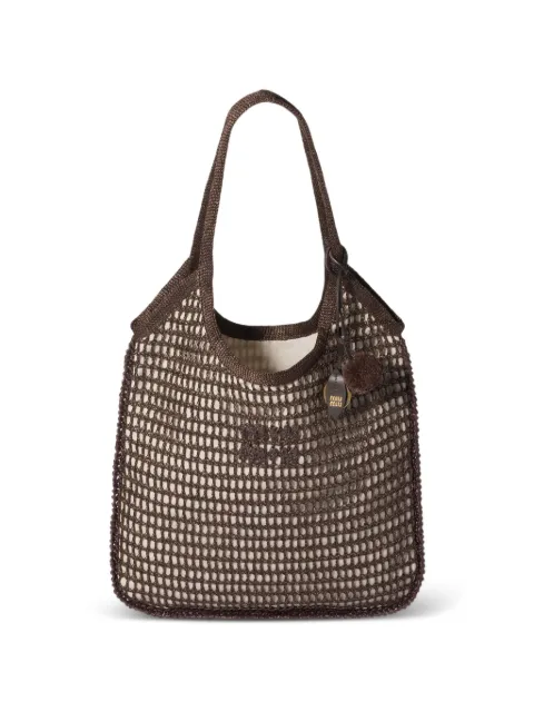 Miu Miu Ivy raffia crochet bag Brown 5BG231VOBY2I0C