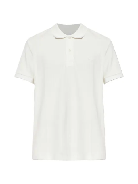 Lacoste ribbed-knit logo-patch polo shirt White DH2195