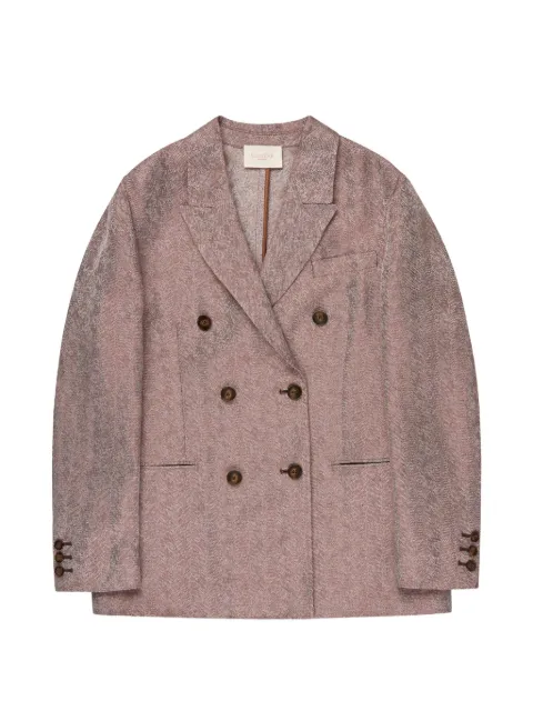 slowear double-breasted herringbone blazer Brown 6B1011N7068