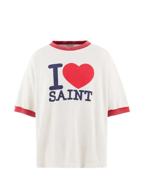 SAINT MXXXXXX graphic-print ringer t-shirt Neutrals SMMK80000018