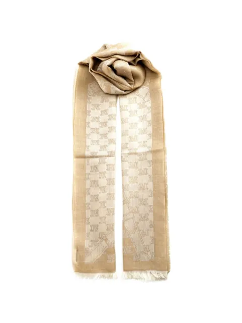 Max Mara monogram-pattern fringed scarf Neutrals 2614541021600