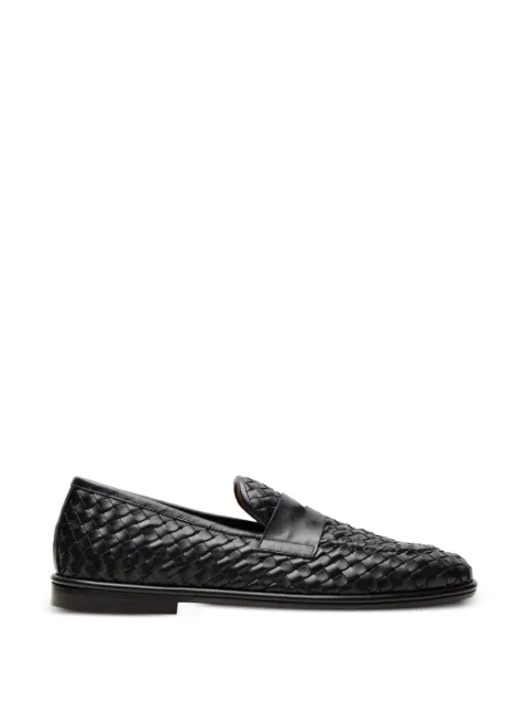 CHUCKIES woven leather loafers Black U203SGL