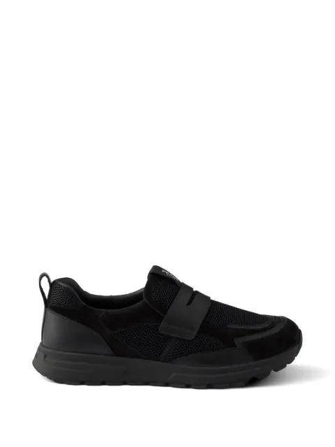 Prada Prax mesh fabric and leather loafers Black 2DE163FG0003ZM0