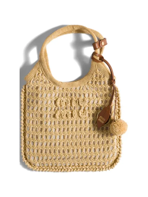 Miu Miu Ivy raffia crochet handbag Neutrals 5BA281VOBY2I0C