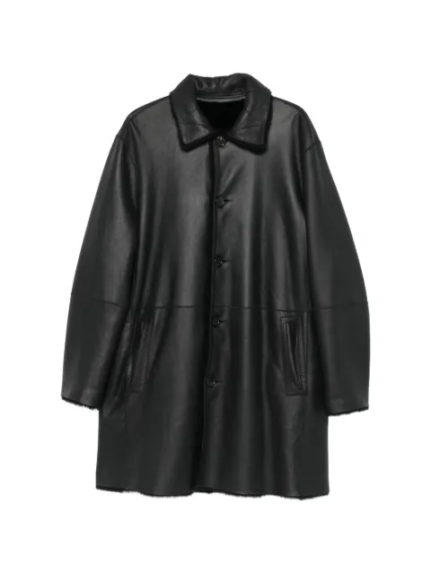 Desa 1972 long-sleeve leather coat Black K14645