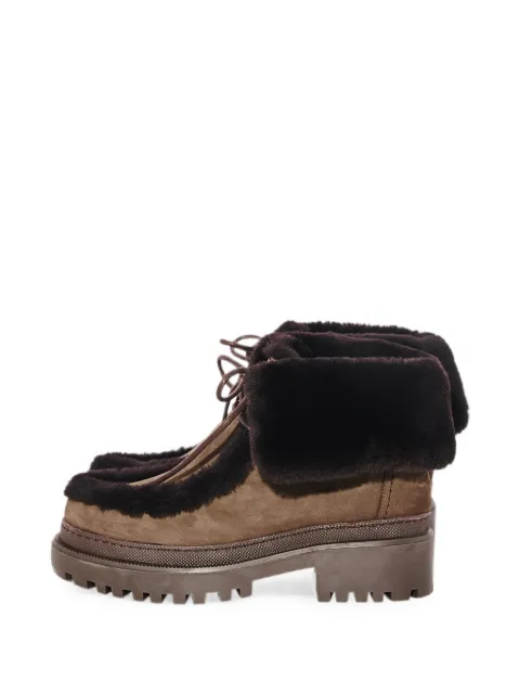 Yves Salomon shearling-trim suede ankle boots Brown 27WAC605XXMECU