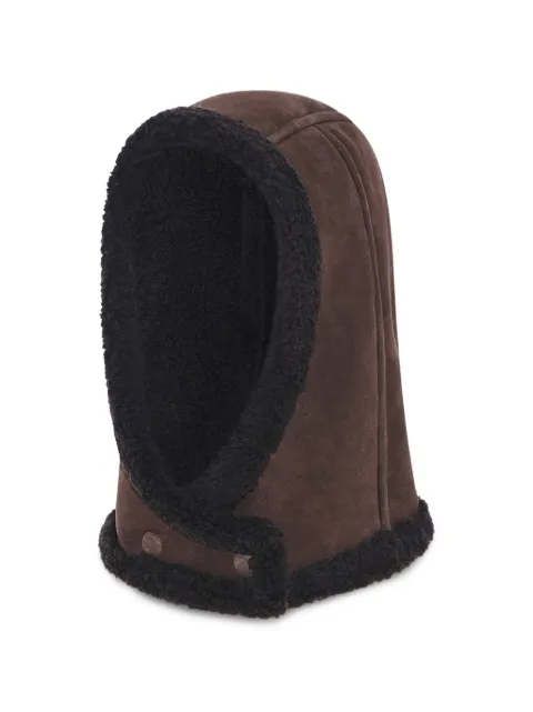 Yves Salomon Curly Merino shearling-trim hooded hat Brown 25WAA611XXMSCP