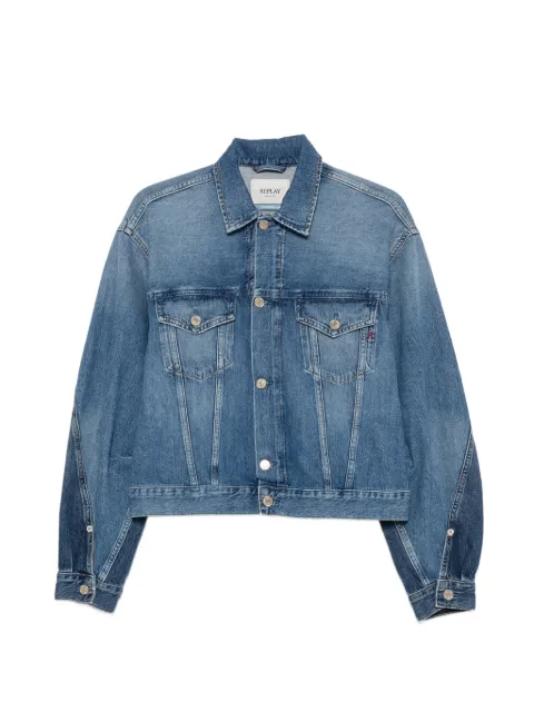 Replay panelled curved-sleeve denim jacket Blue W799700010374
