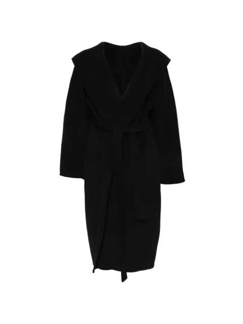 Alberta Ferretti belted hooded coat Black A06116659