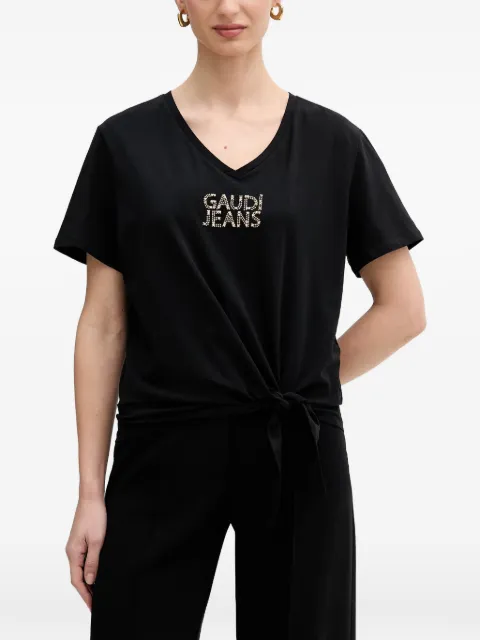 Gaudi logo-embellished knot-detail T-shirt Black 611BD64053