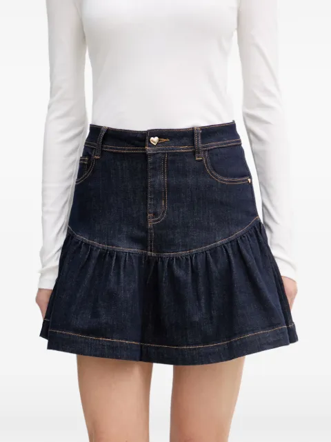Gaudi ruffled denim mini skirt Blue 611BD76001