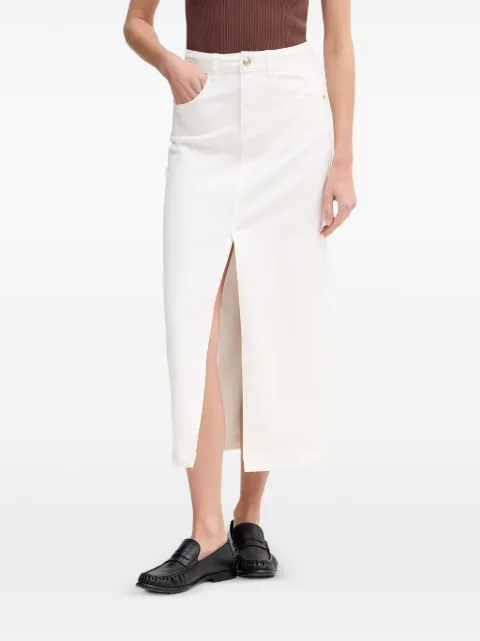 Gaudi front-slit logo-plaque midi skirt White 611BD75010
