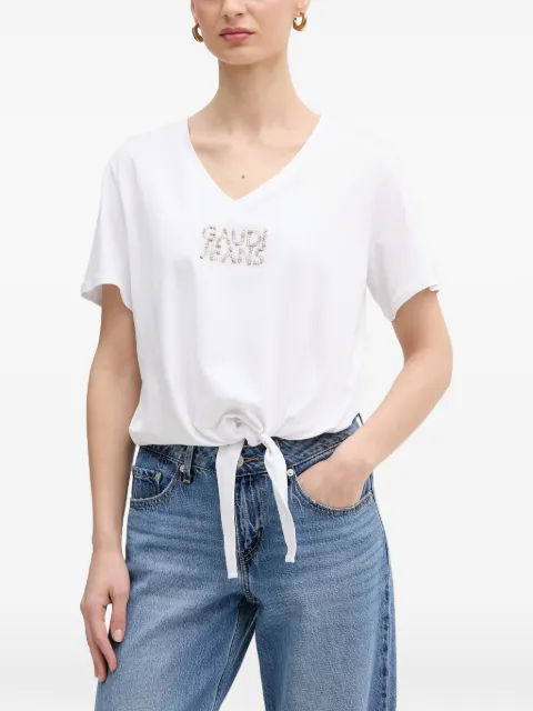 Gaudi logo-embellished knot-detail T-shirt White 611BD64053