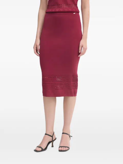 Gaudi perforated-knit midi skirt Red 611FD73002