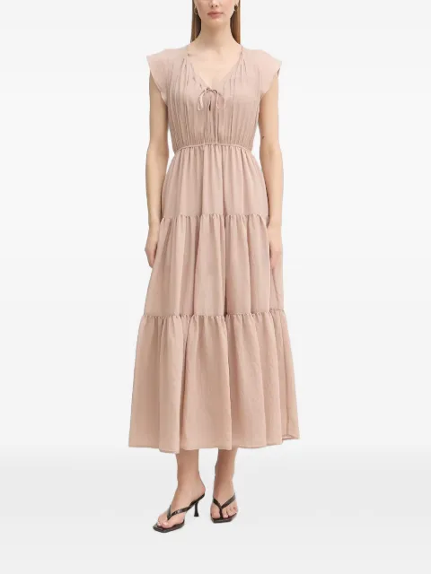 Gaudi pleated tiered midi dress Neutrals 611FD15021