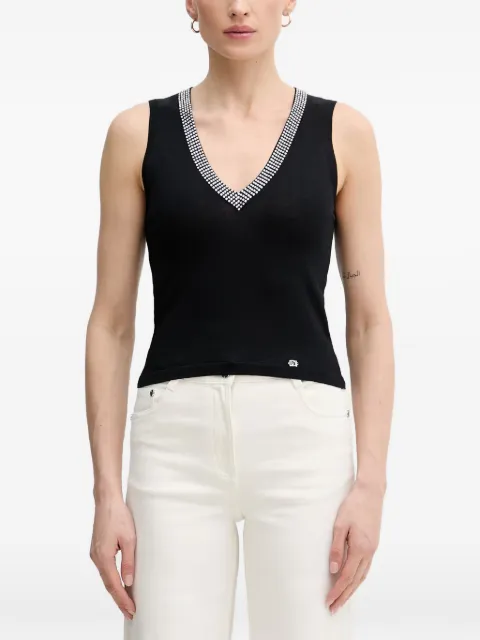 Gaudi crystal-embellished V-neck top Black 611BD43003