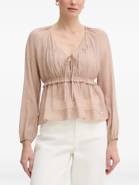 Gaudi tie-fastening peplum-hem blouse Neutrals 611FD45032