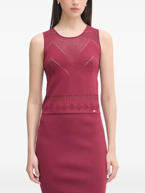 Gaudi pointelle-knit keyhole-back top Red 611FD43003