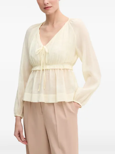 Gaudi ruffled tie-fastening blouse Yellow 611FD45032