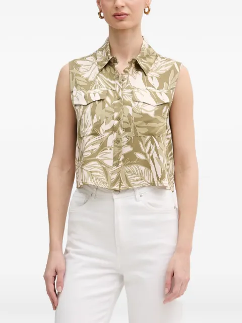 Gaudi leaf-print sleeveless shirt Green 611BD45020