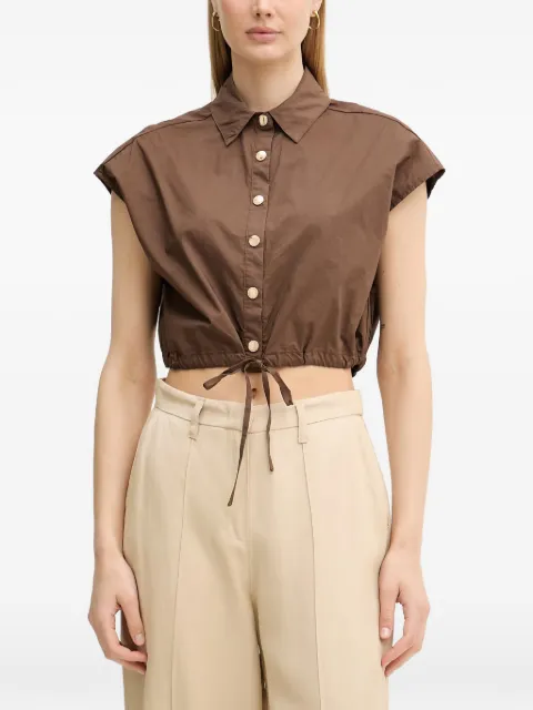 Gaudi cropped drawstring-waist shirt Brown 611FD45042