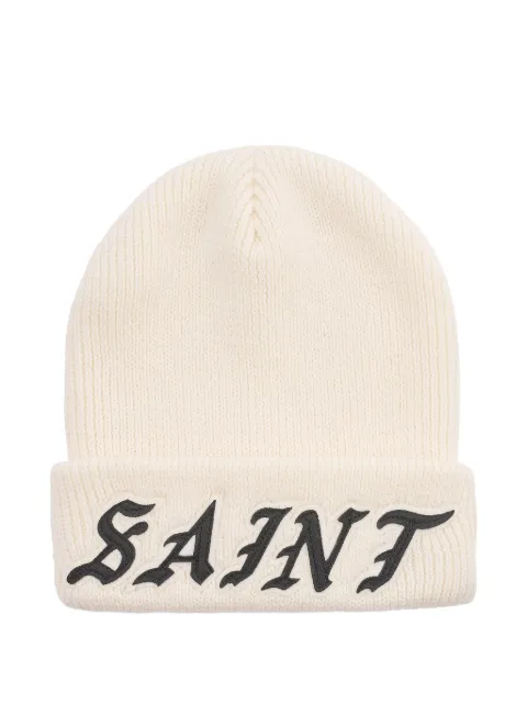 SAINT MXXXXXX logo-embroidered ribbed-knit beanie Neutrals SM26SMK8086