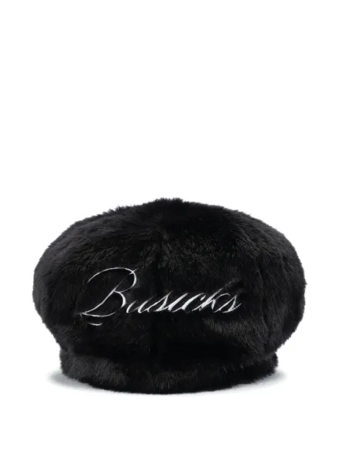 BASICKS faux-fur embroidered-logo beret Black BAS26SAHT03BK