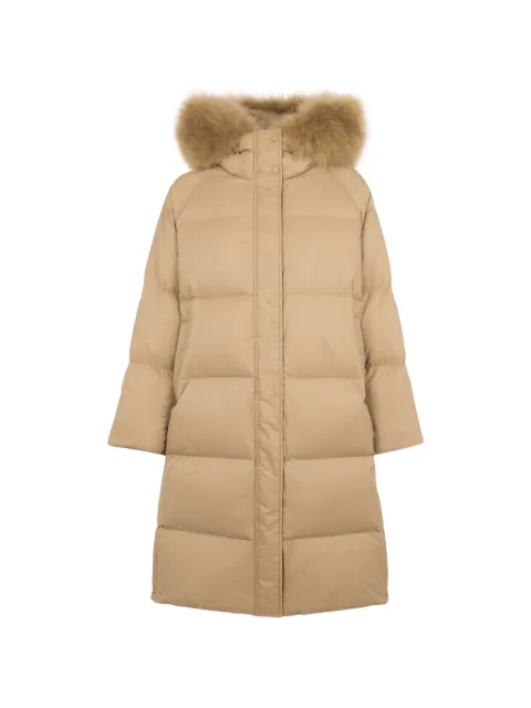 Yves Salomon fur-trim hooded down coat Neutrals 27WFM01306U04W